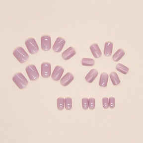 Short Lilac Purple Soft Girl Nails Aurora Glitter Fake Nails Euro Ins Style