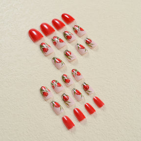 Red Rose Valentine's Day False Nails