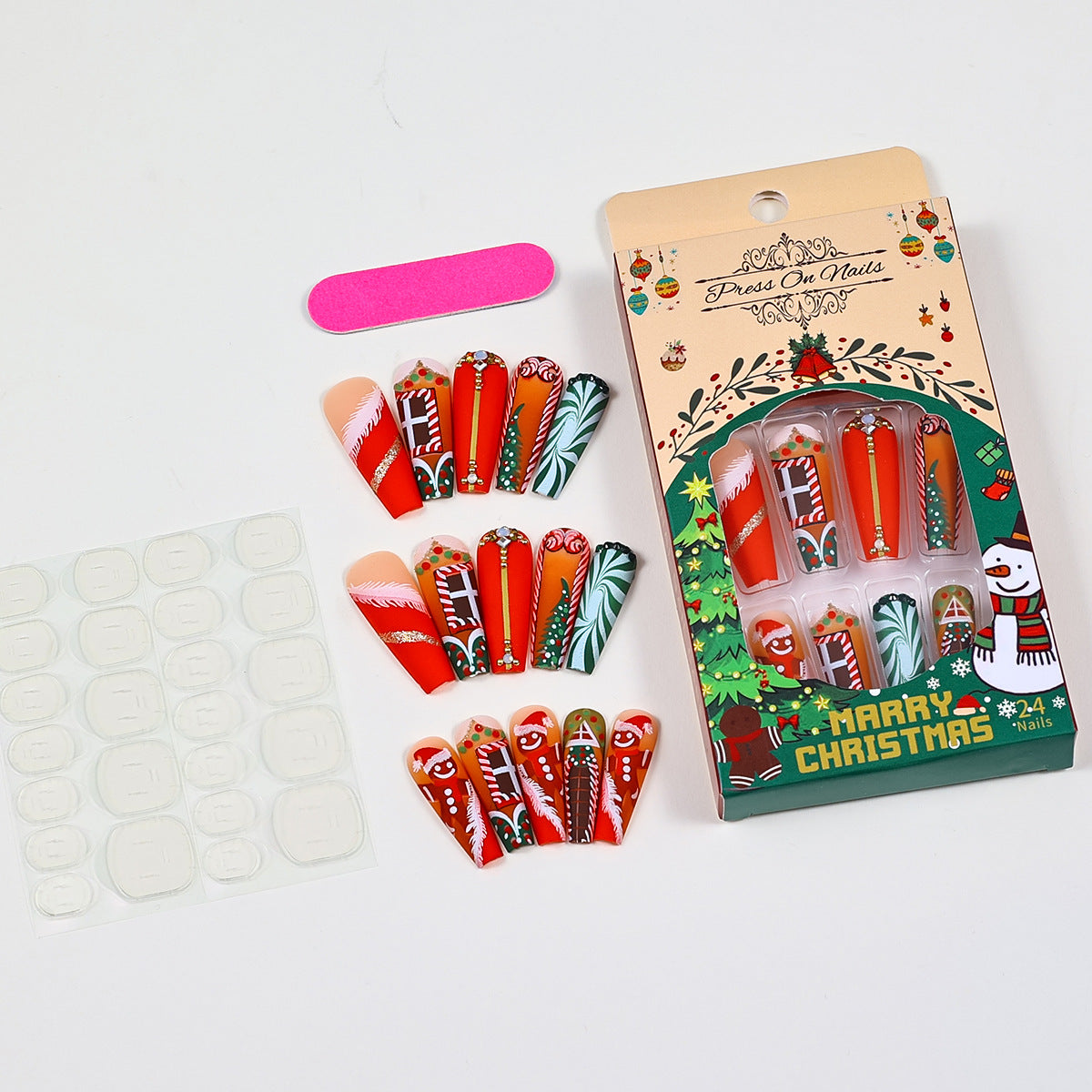 Christmas Tree Doll Long Nail Tips