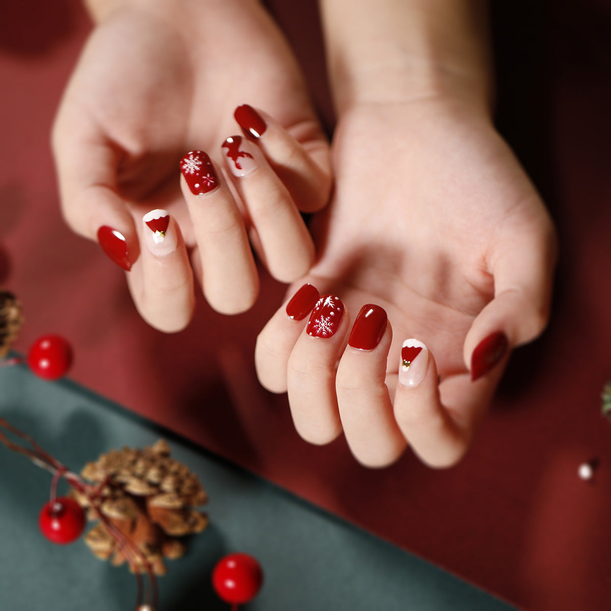 Christmas Nail Wraps, Detachable Flat Nail Extensions