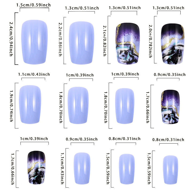 Purple Marble Ombre Nail Tips