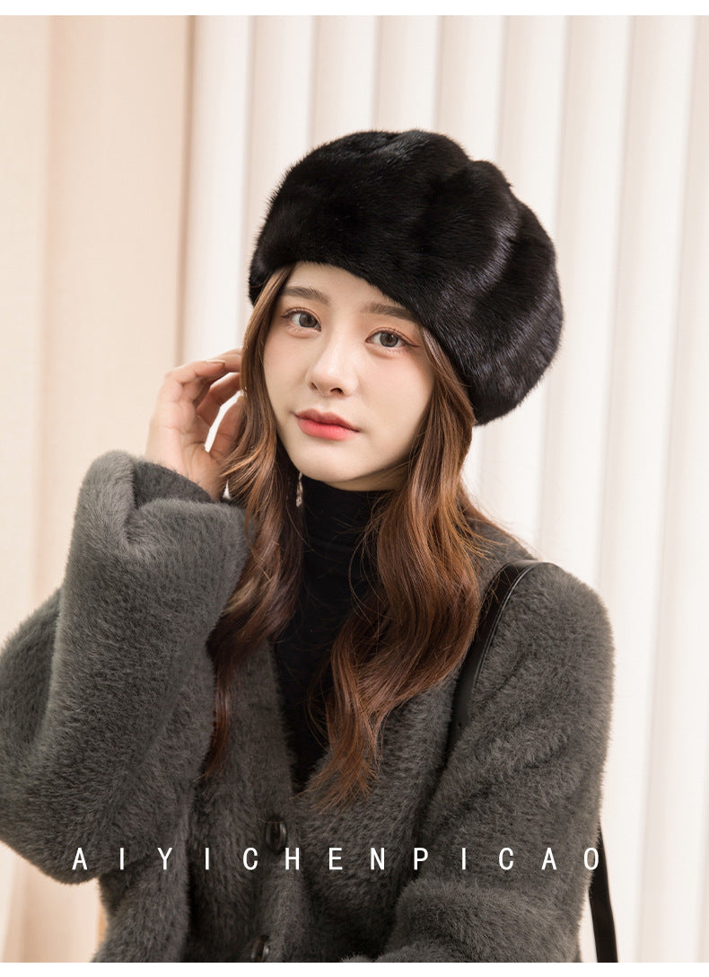 Warm Mink Fur Pumpkin Hat - Stylish Winter Accessory