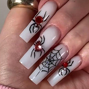 Dark Spider Crystal Press-On Nails - Halloween