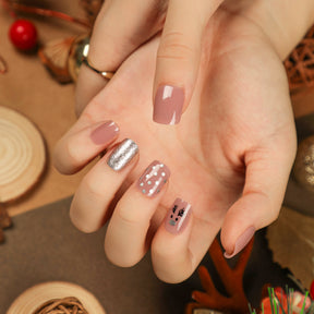 Christmas Press-On Fall Nails Set with Nail Tips