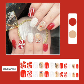 Reindeer Stripe Christmas Nail Tips