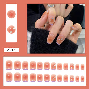 Short Blush Peach French Removable Nail Tips