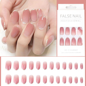 Translucent Pink Gold-Edged Nail Stickers for Sweet Look