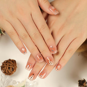 Christmas Press-On Fall Nails Set with Nail Tips