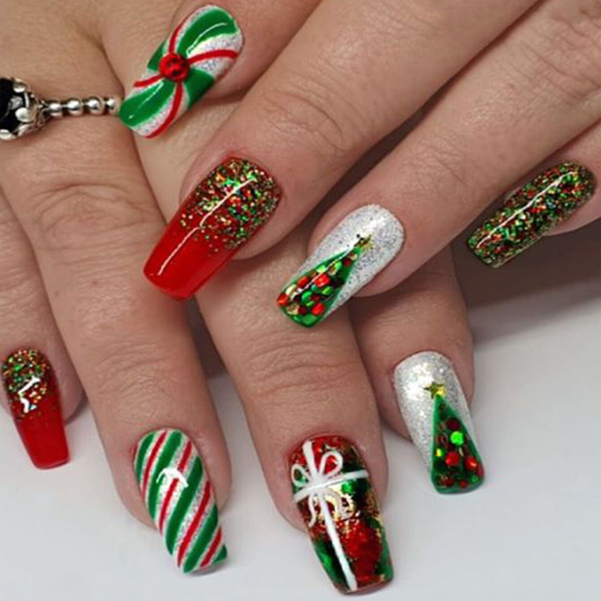 Christmas Nail Decals - European Style, Mid-Length