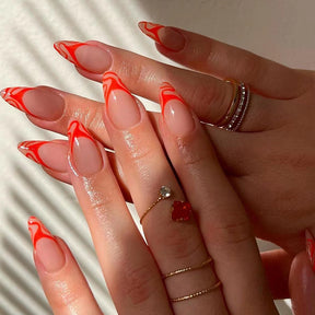 Wearable Nails Euro Ins Style Almond Orange Wave Finished Wholesale Luxe