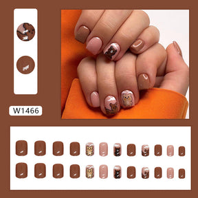 Aurora Flash Leopard Print Fall Nails 24 Pieces