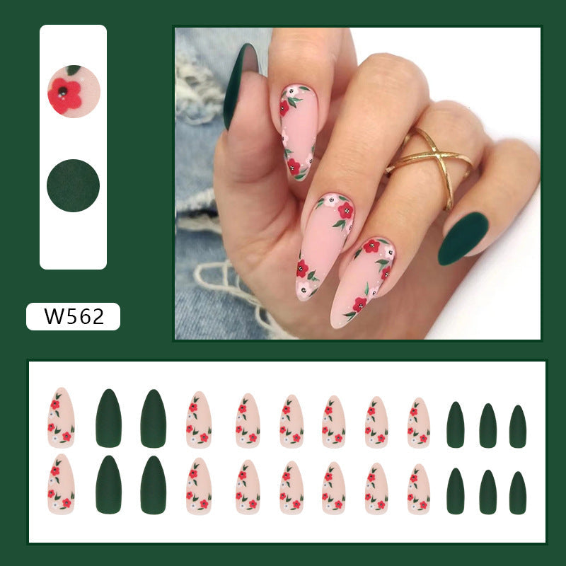 Colorful Flower Fall Nails Matte Finish 24 Pieces