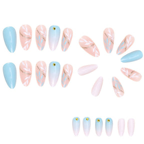 Cream Blue Gradient Detachable Nails