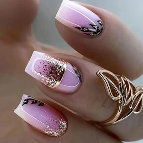 Removable Gold Foil Leaf Classic Nail Tips