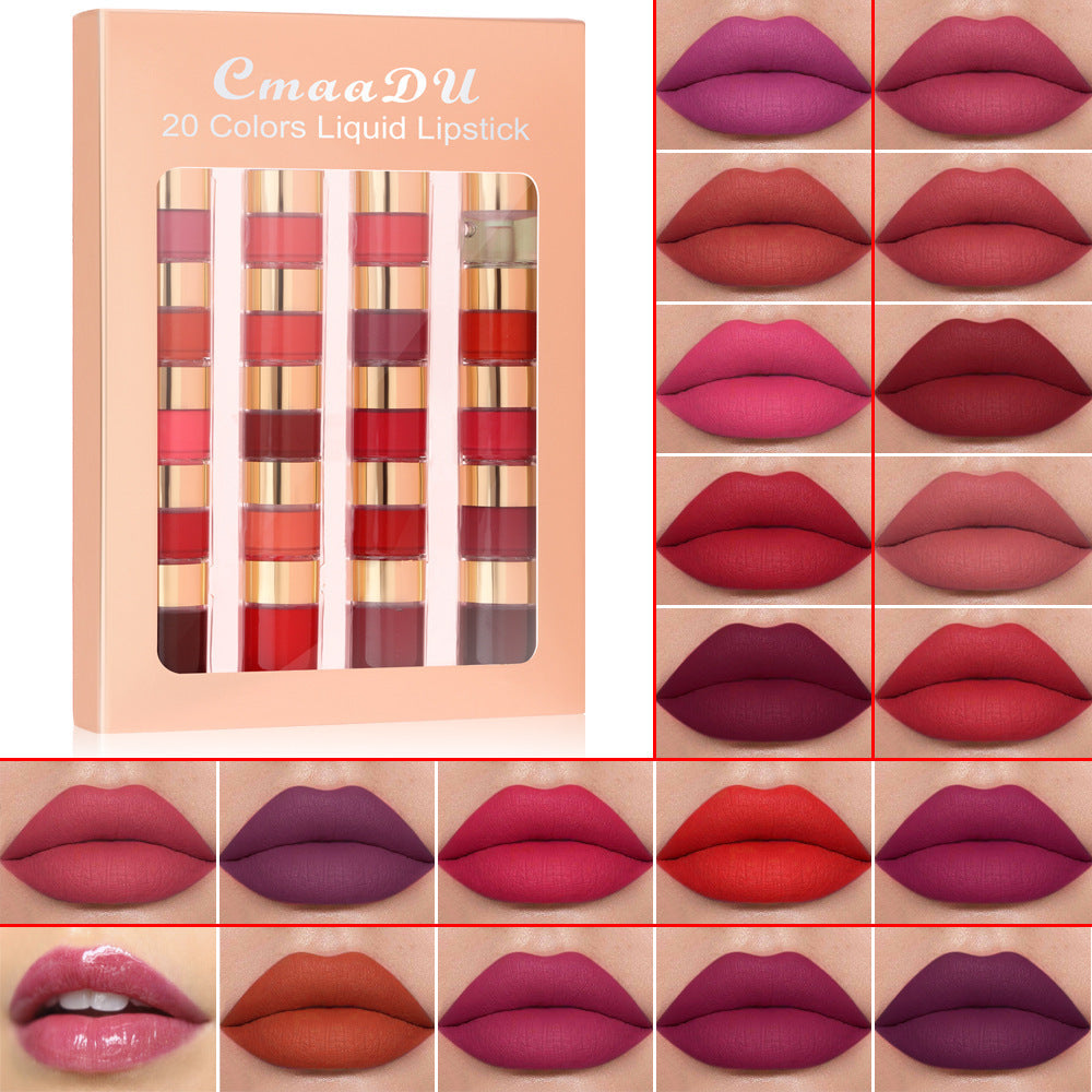 20-Color Lip Gloss Set - Matte, Long-Lasting, Non-Transfer