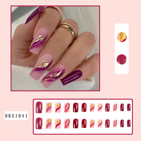 Removable Purple Gold Foil Ombre Nail Tips