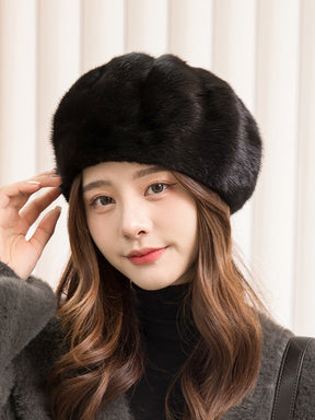 Warm Mink Fur Pumpkin Hat - Stylish Winter Accessory