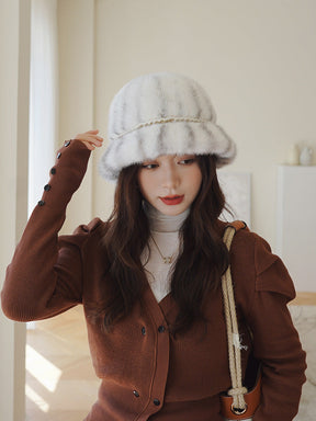 Warm Mink Fur Winter Bucket Hat - Stylish & Versatile