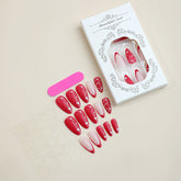 Almond Shape Nail Tips with Heart Stripe French Design