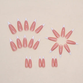 Simple Long Pointed French Fall Nails, Stylish and Elegant Nail Patches for Women