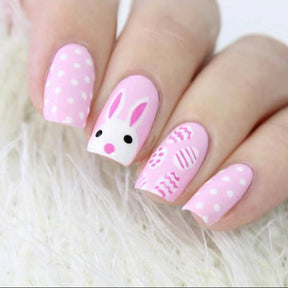 Easter Nail Decals with Colored Egg and Rabbit