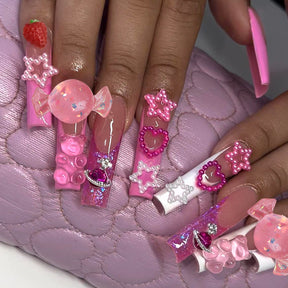 Candy-Sweet Bear Gummies Star Strawberry Heart Nail Tips