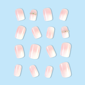 Simple White Gradient Nail Wraps with Multicolor Crystal Stones for Fall Nails