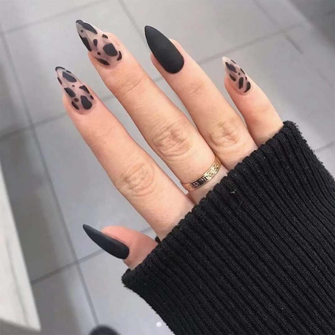 Ultra-Thin Black Matte Leopard Print Nails - Vintage Cool (Wholesale)