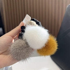 Cute Real Mink Fur Hair Tie Winter Fashion Accessory