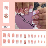 Simple French Soft Girl Nails Shiny Glitter with Rhinestones