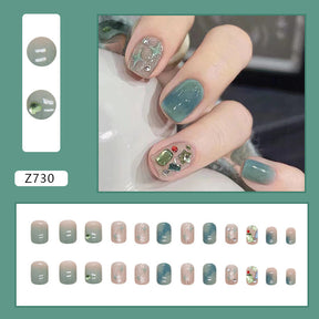 Ballet Nails with Glitter and Diamonds: 24-Piece Sparkly Fall Nail Wraps