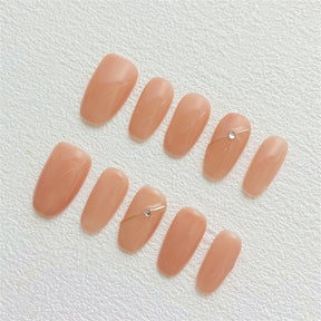 Chic Handmade Minimalist Flash Diamond Fall Nails, Versatile and Trendy Student-Friendly Nail Patches