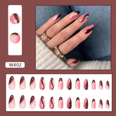 Whitening French Irregular Ripple Nails, Rose Red with Dark Brown, Ins Style