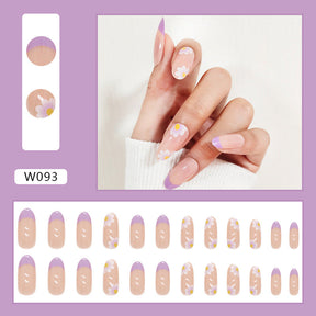 Ballet T-Shape Press-On Fall Nails - European and American Style (24PCS)