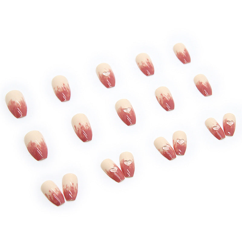 Removable Ballet Nail Tips, Heart Diamond Reusable Manicure Stickers