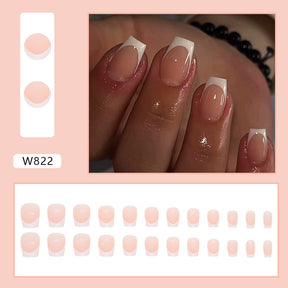 Simple Pure Desire French Fall Nails: 24-Piece Short Ballet Style Set