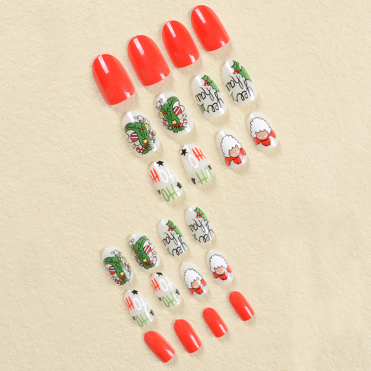 Cute Santa Claus Christmas False Nails