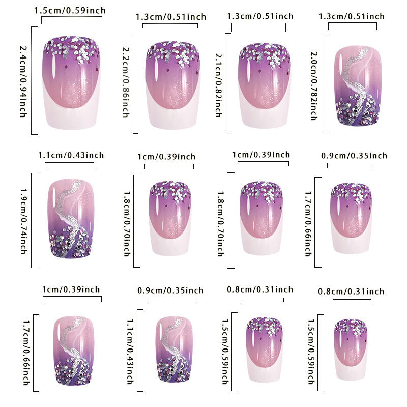 Sparkly Purple French Tip Nail Tips