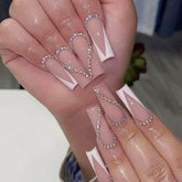 Sparkling Small Diamond French Nails - Removable Heart Design (Wholesale)