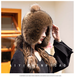 Warm Raccoon Fur Ear Flap Hat - Unisex Winter Accessory