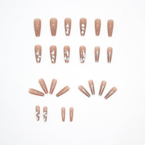 Nude Sparkling Diamond Long Removable Nail Tips