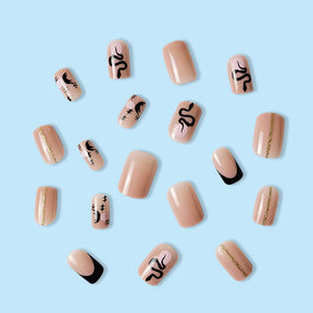 Chic French Square Moon Snake Press-On Nails - Removable