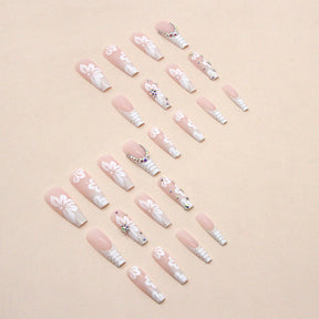 Ballet Snake Print Diamond Nails - Sweet & Chic, Ins Style