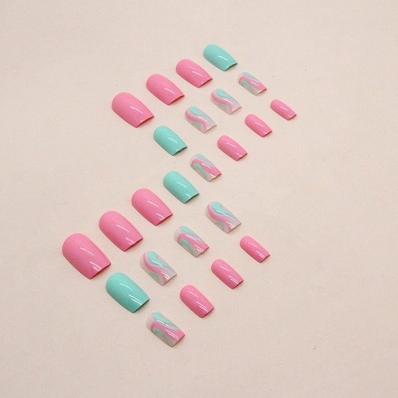 Pastel Pink & Green Ripple Duo-Tone Nail Wraps for Fall Nails