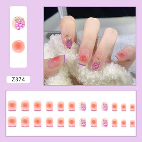 Short Blush Gradient Purple Grape Fall Nails 24 Pieces