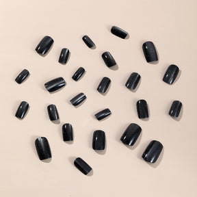 Black Crystal Cat Eye Removable False Nails