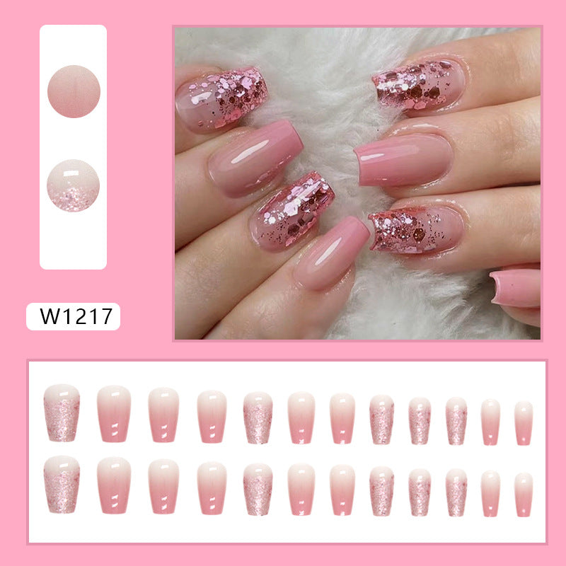 Short Ballet Ombre Nails with Glitter, Sweet and Sexy