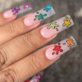 Colorful Flower Fall Nails Matte Finish 24 Pieces