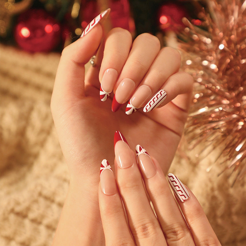 Christmas Press-On Fall Nails Set with Nail Tips