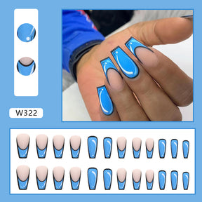 Sweet & Cool Sea Blue Comic Fall Nails - Ins Style